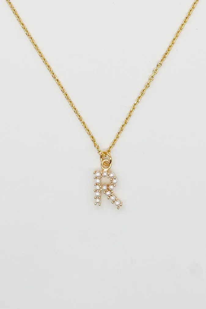 Dainty Love Pearl Initial Necklace