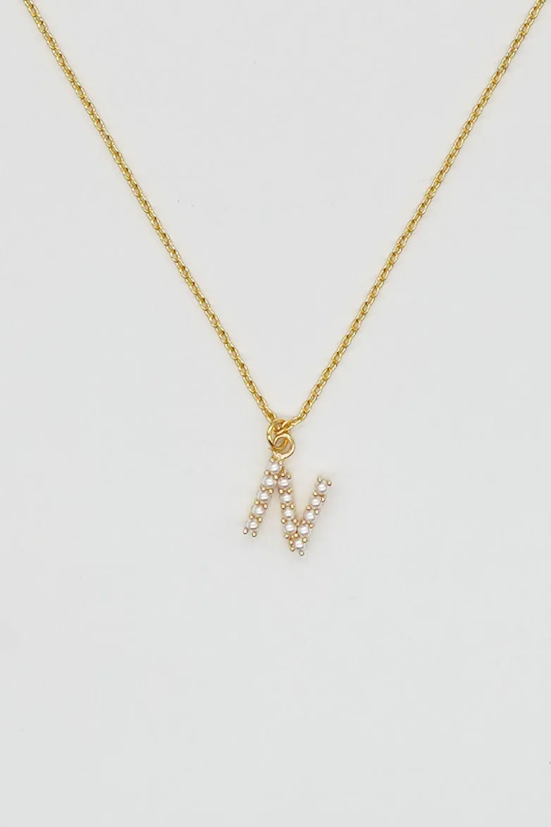 Dainty Love Pearl Initial Necklace