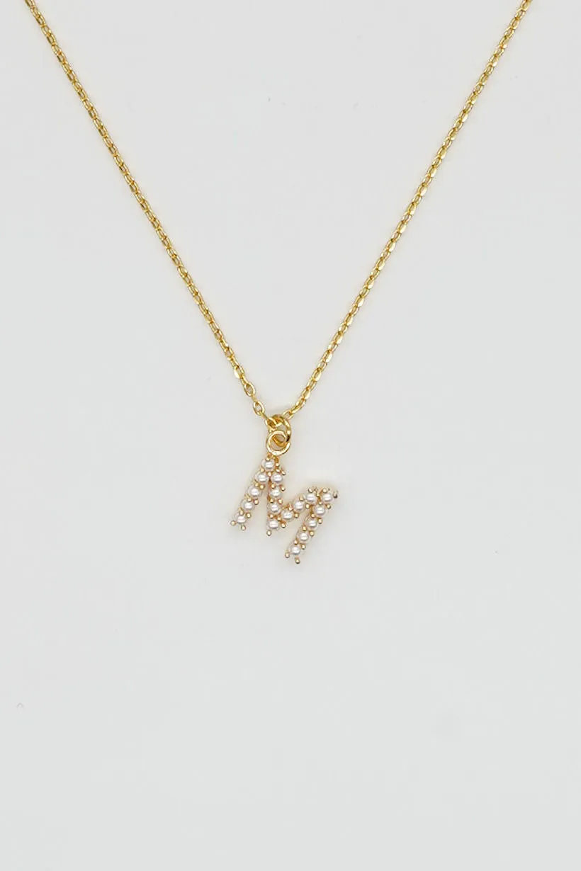 Dainty Love Pearl Initial Necklace