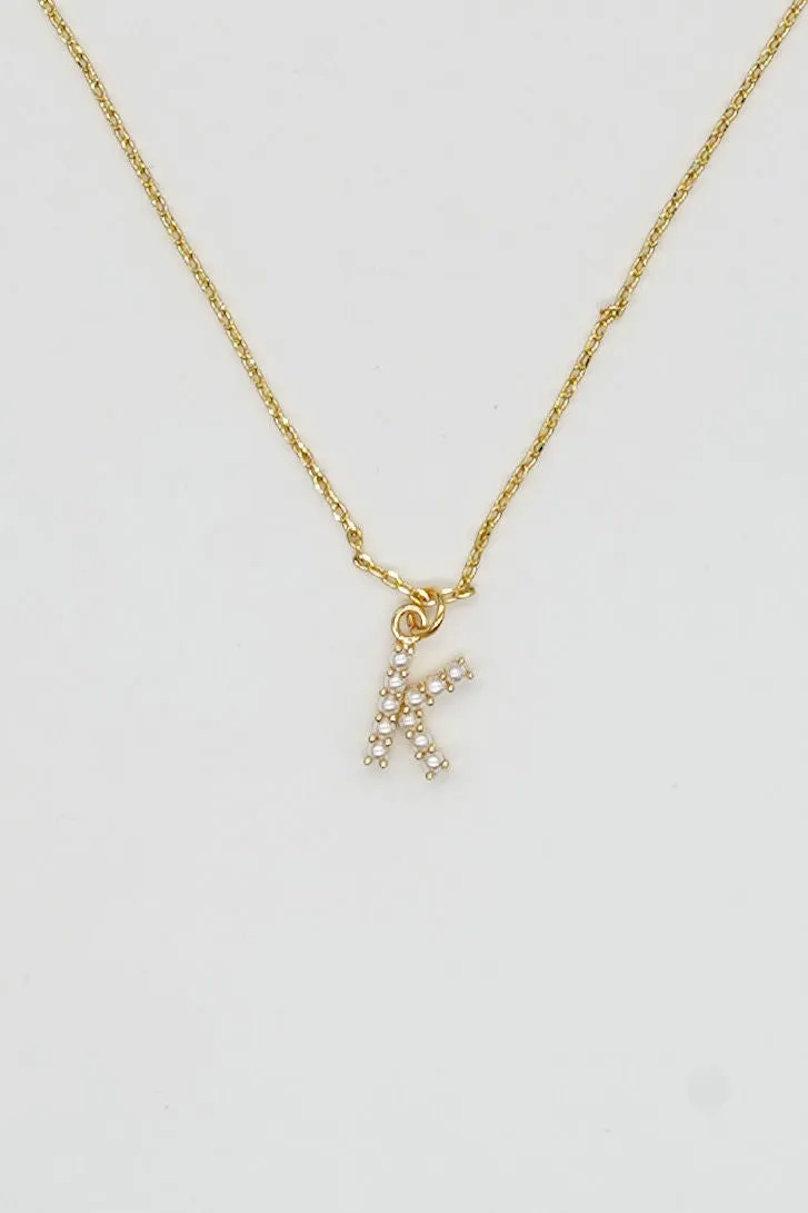 Dainty Love Pearl Initial Necklace