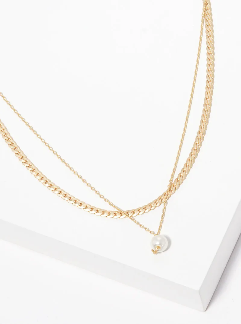 Dainty Pearl Pendant Layered Necklace