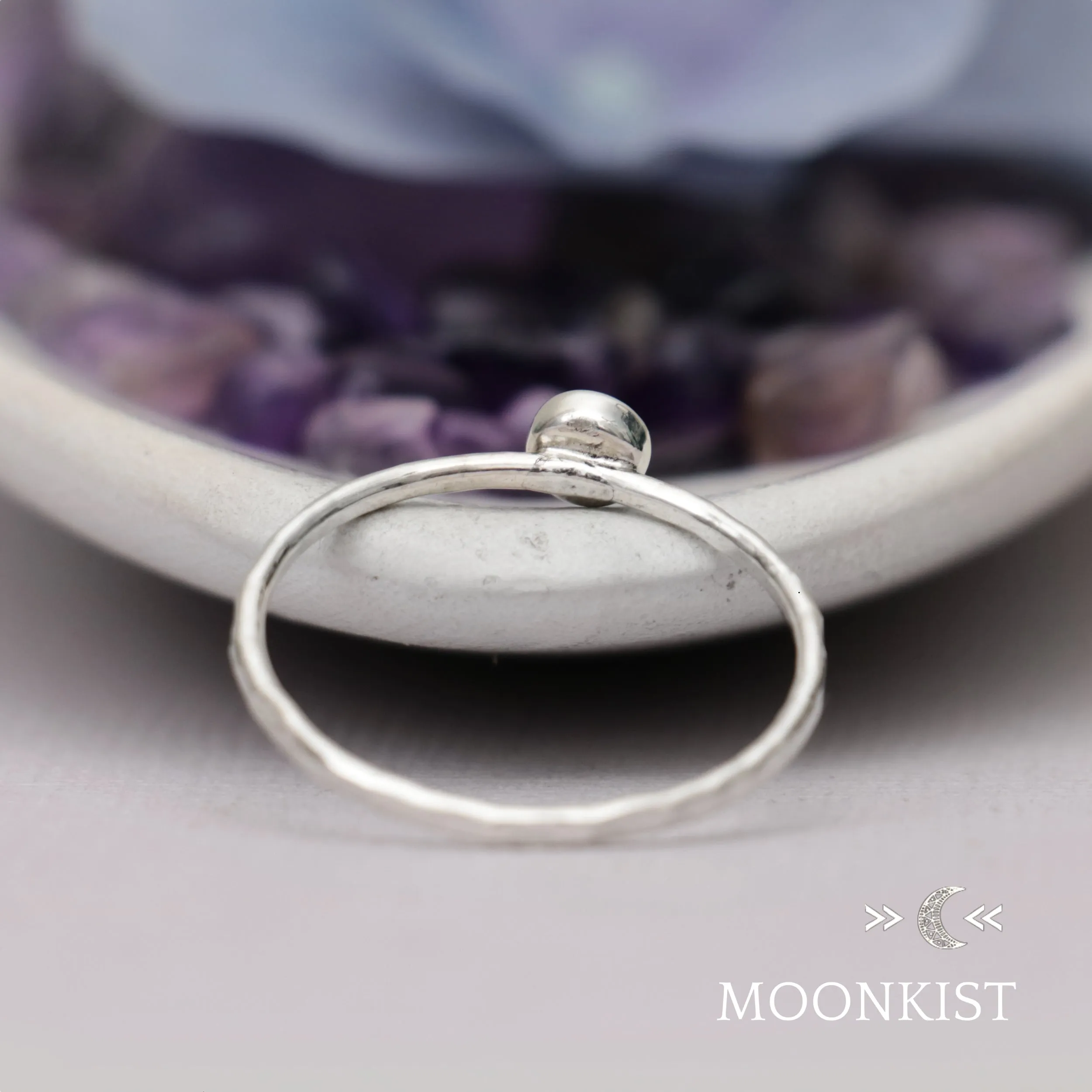 Dainty Silver Blue Opal Pinky Ring | Moonkist Designs