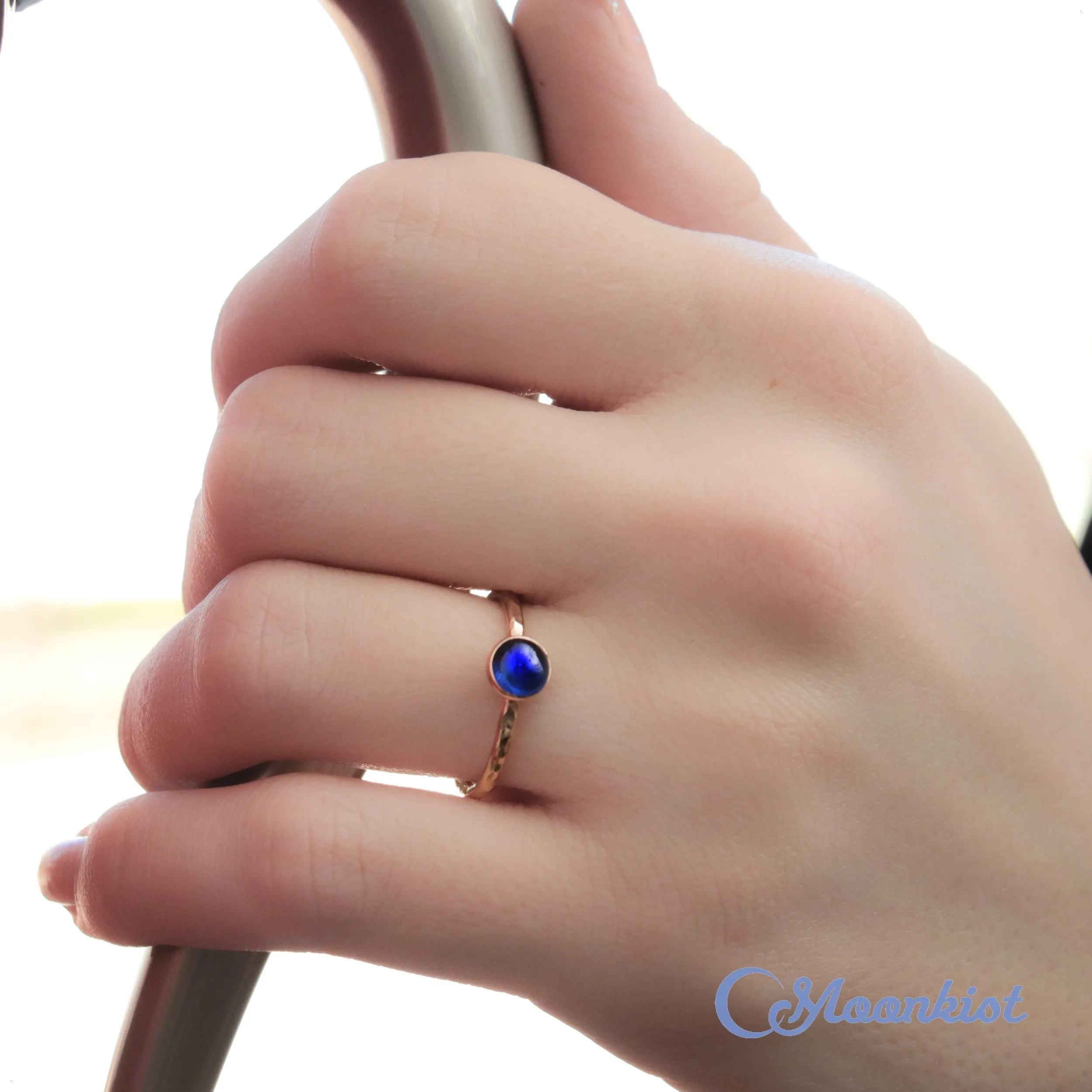 Delicate 14 K Gold Filled Blue Sapphire Stacking Promise Ring | Moonkist Designs