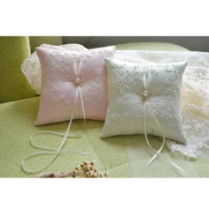 Delicate Lace Wedding Ring Bearer Pillow- pink ivory or green-fine wedding accessories