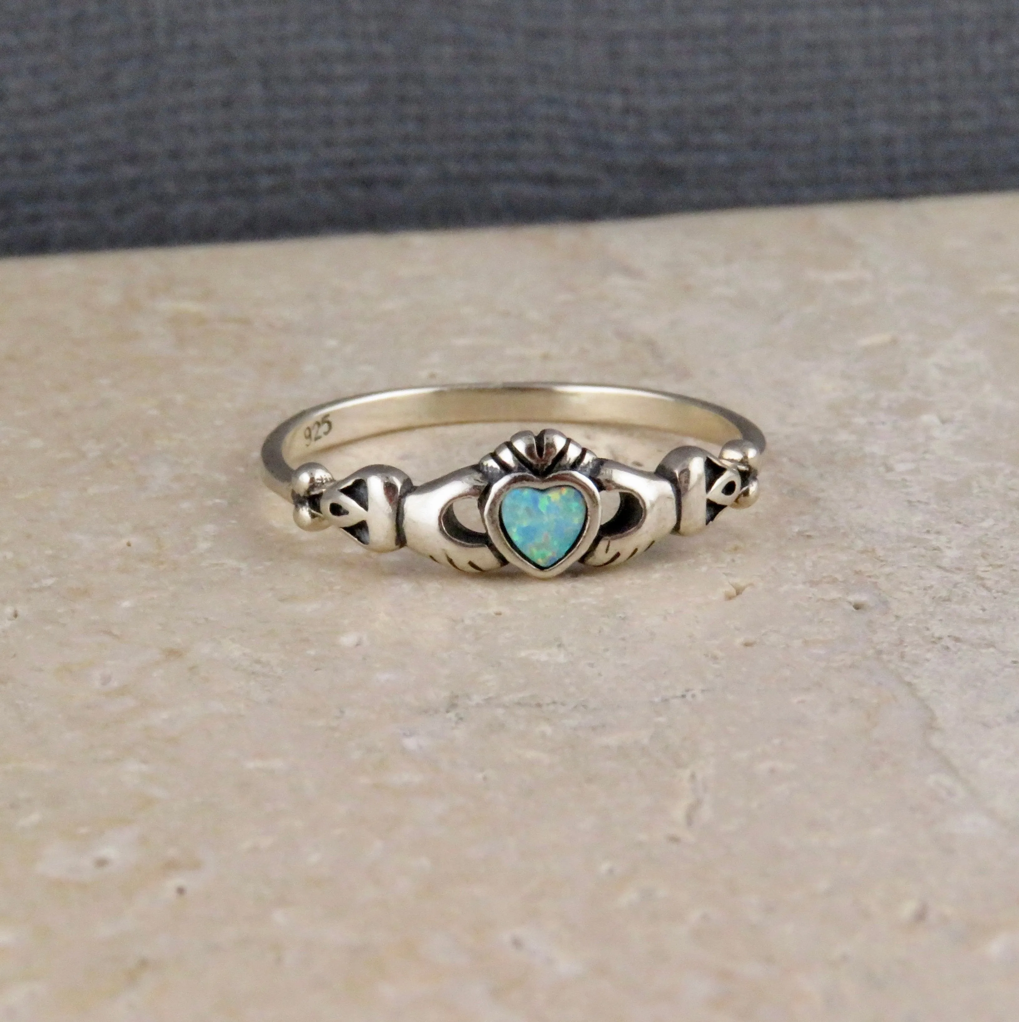 Delicate Opal Claddagh Ring