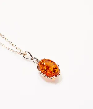 Demi Amber Drop Pendant - Elegant Baltic Amber Necklace