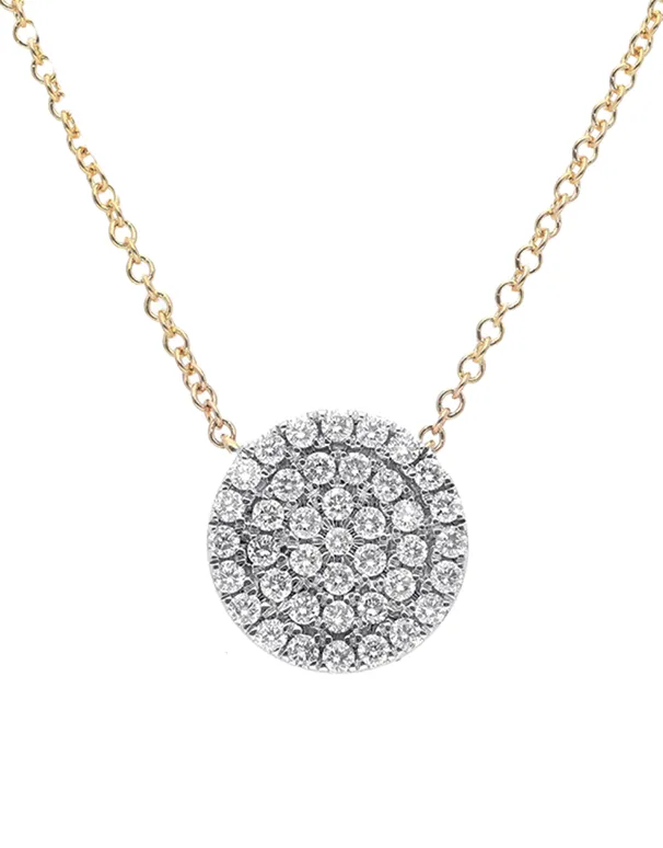 Diamond Pendant - 10ct White Gold Diamond Set Pendant with 45cm Yellow Gold Chain - 784183