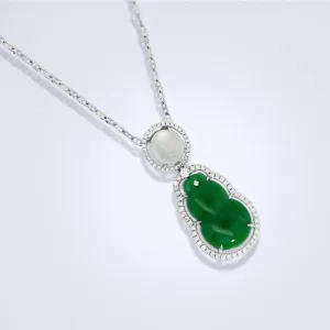 Elegant Hulu Jade Diamond Pendant