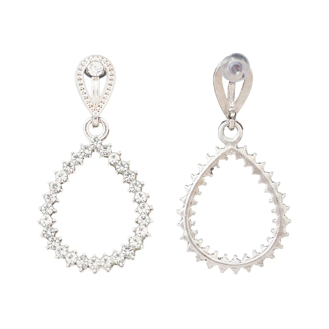 Elegant, Stylish Silver Teardrop Studs With Diamonti Accents.