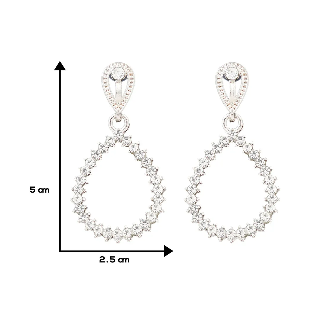 Elegant, Stylish Silver Teardrop Studs With Diamonti Accents.