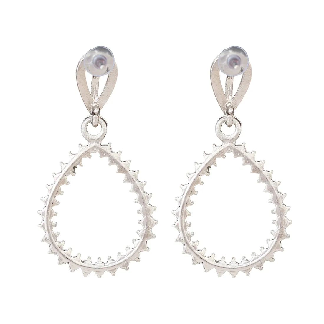 Elegant, Stylish Silver Teardrop Studs With Diamonti Accents.