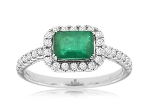 Emerald Cut Emerald & Diamond Ring