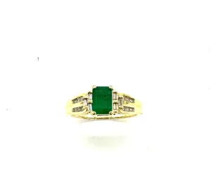 Emerald Cut Emerald & Diamond Ring