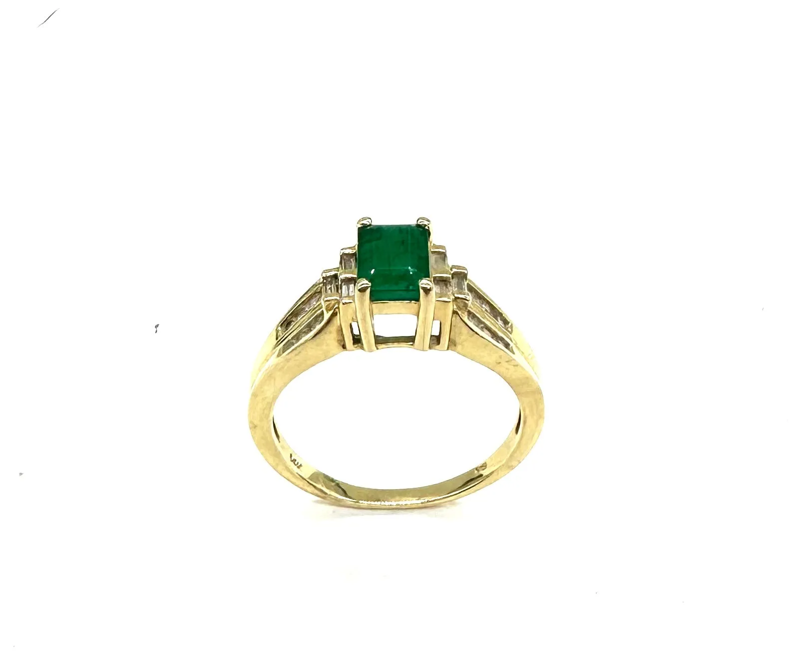 Emerald Cut Emerald & Diamond Ring