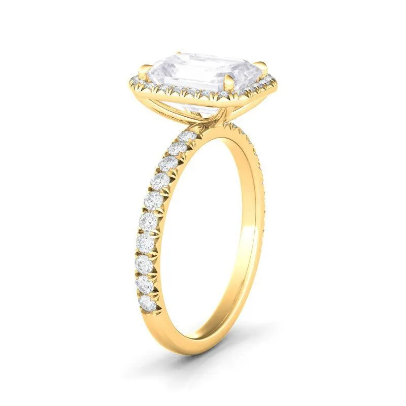 Emerald Cut Halo & Pave Diamond Ring