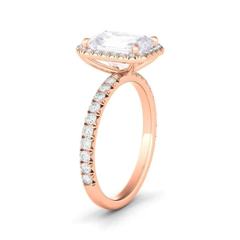 Emerald Cut Halo & Pave Diamond Ring