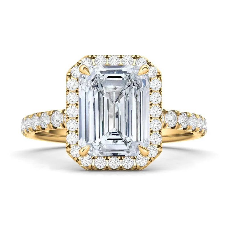 Emerald Cut Halo & Pave Diamond Ring