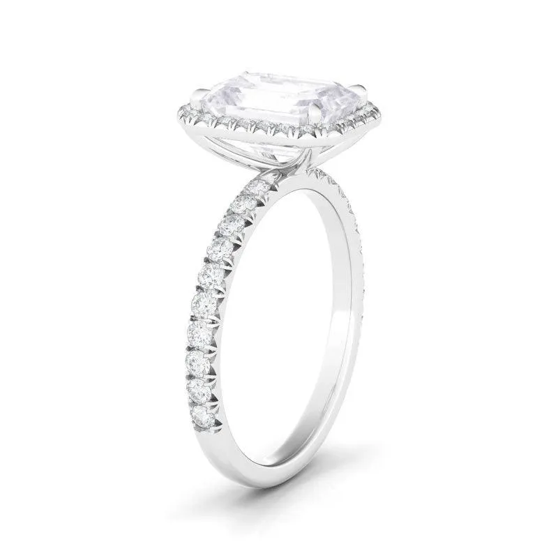 Emerald Cut Halo & Pave Diamond Ring