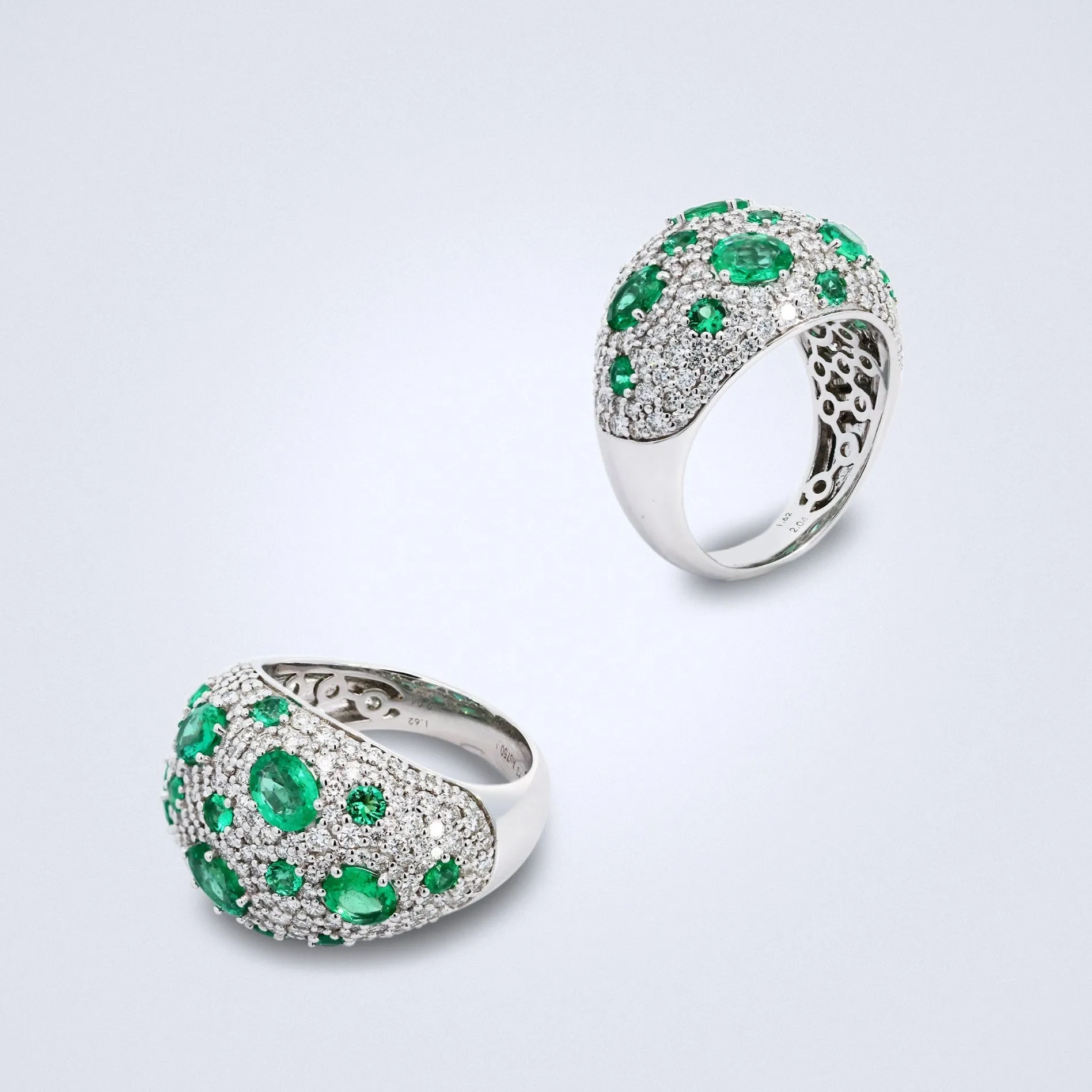 Emerald Glow Bombé Diamond Ring