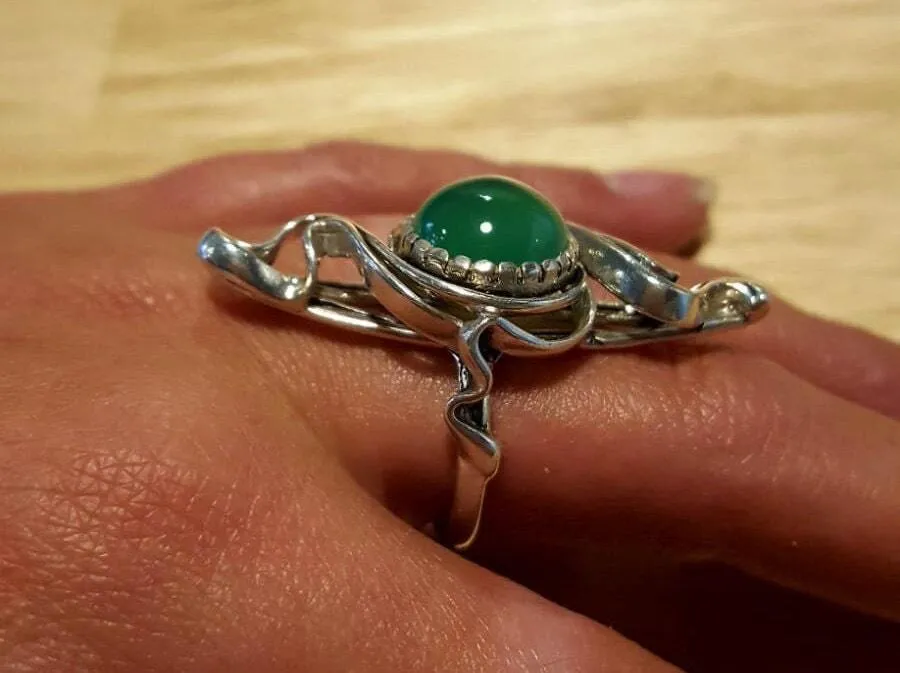 Emerald Statement Ring - Green Vintage Ring - Long Emerald Ring