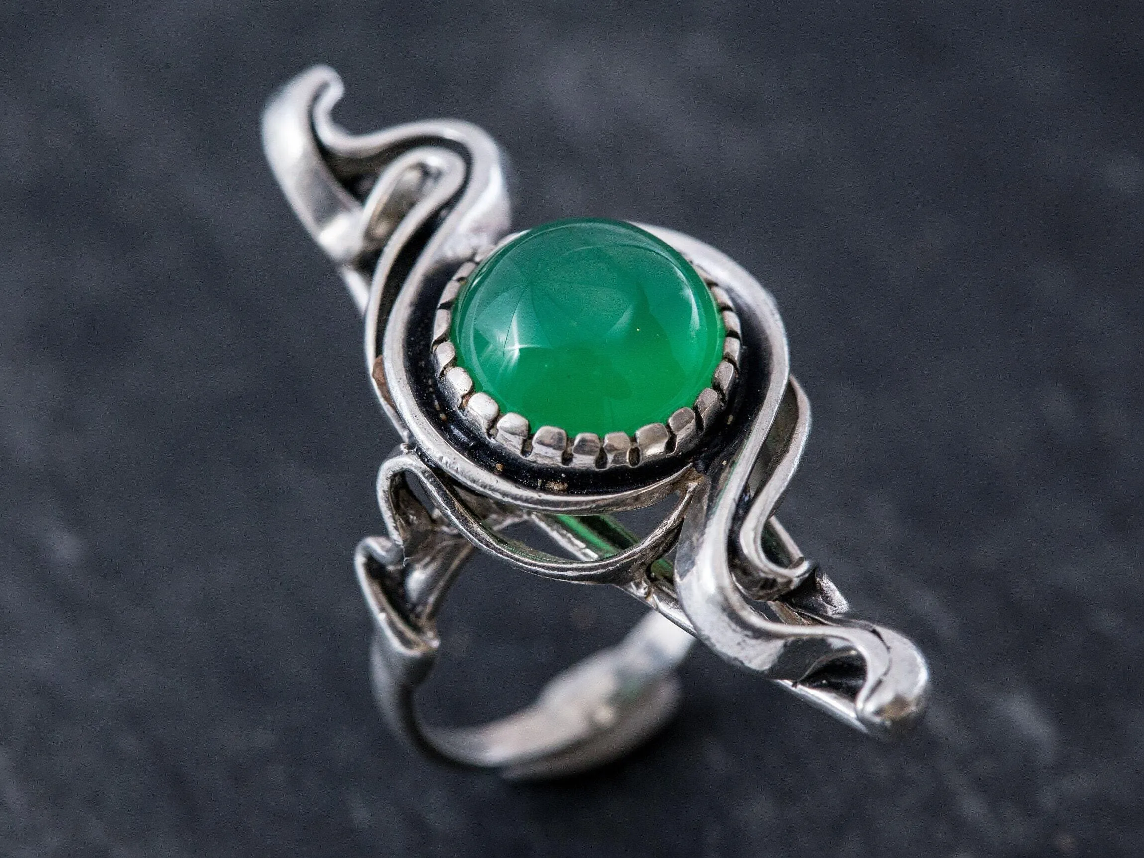 Emerald Statement Ring - Green Vintage Ring - Long Emerald Ring