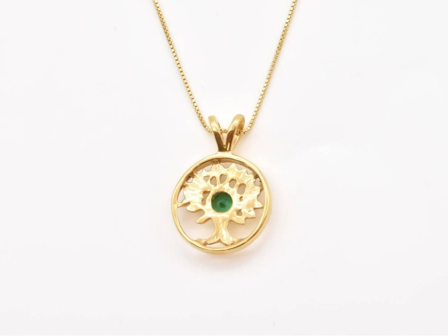 Emerald Tree of Life Pendant - Gold Emerald Necklace, Green Emerald Pendant