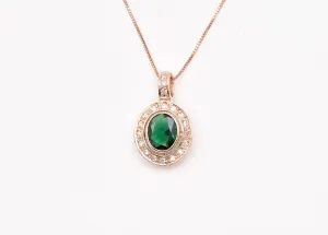 Emerald Victorian Necklace - Rose Gold Emerald Pendant - Vintage Emerald Necklace