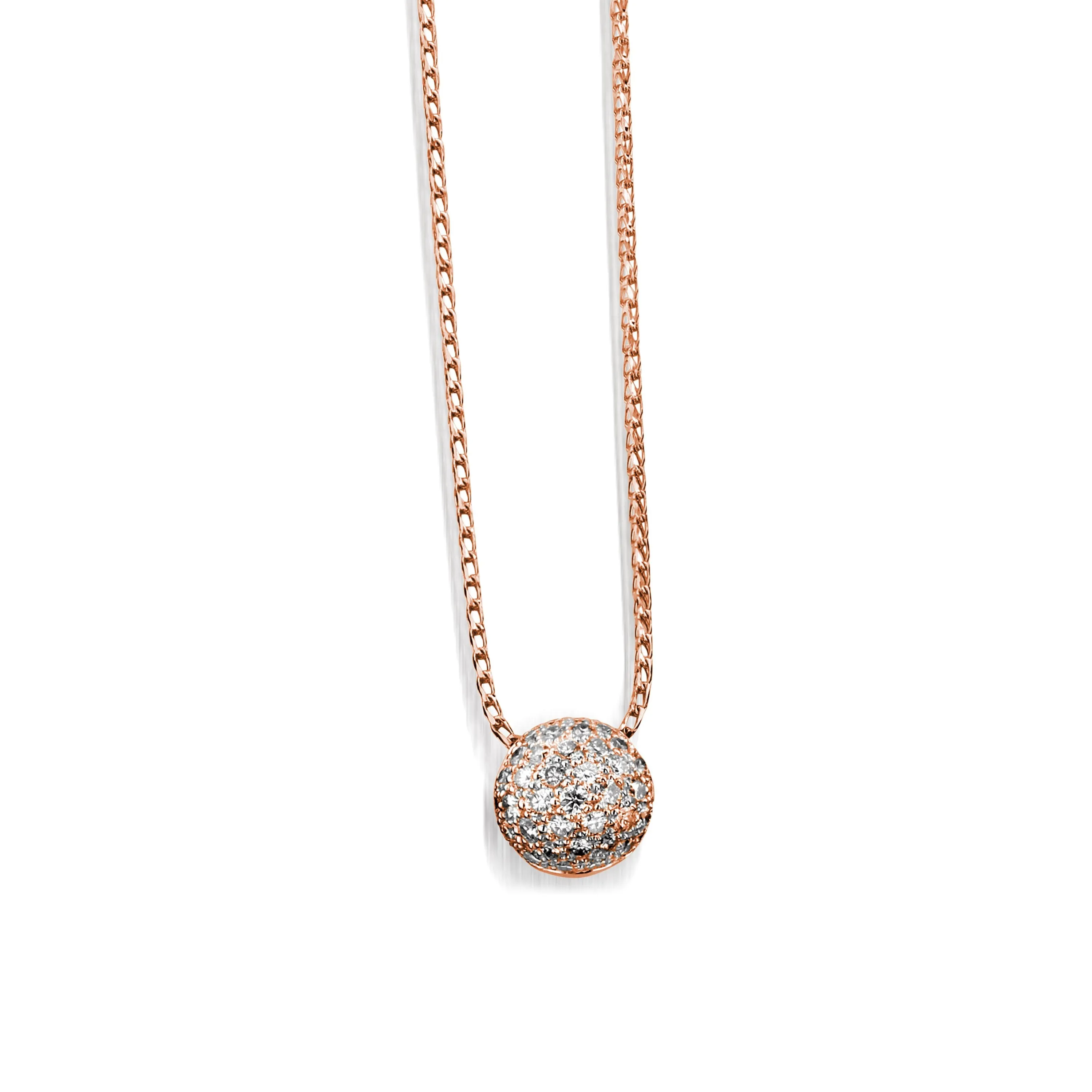 Essence Small Pave Diamond Ball Pendant Necklace