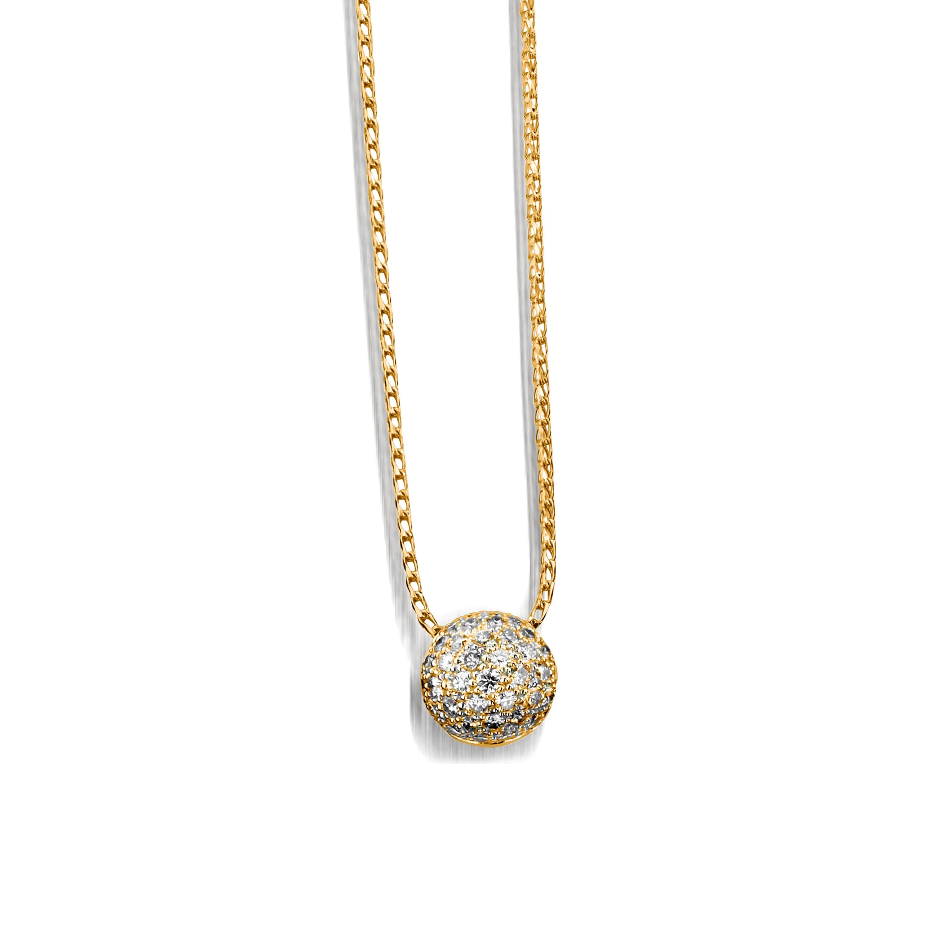 Essence Small Pave Diamond Ball Pendant Necklace