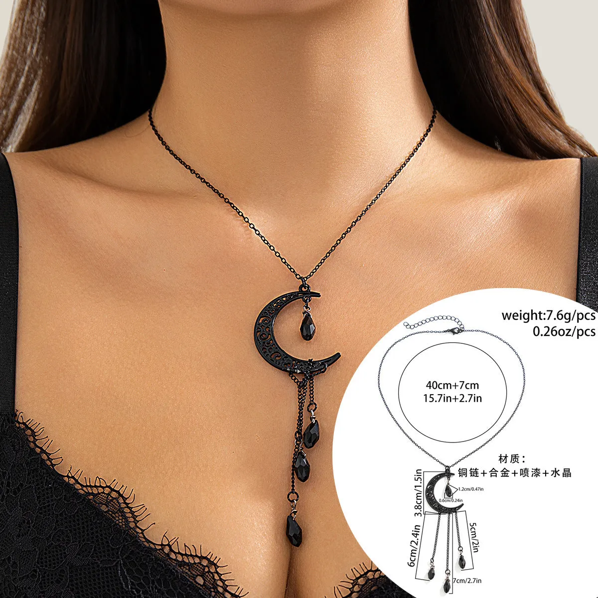 European and American Vintage Gothic Blood Drop Tassel Necklace - Stylish Metal Water Drop Choker