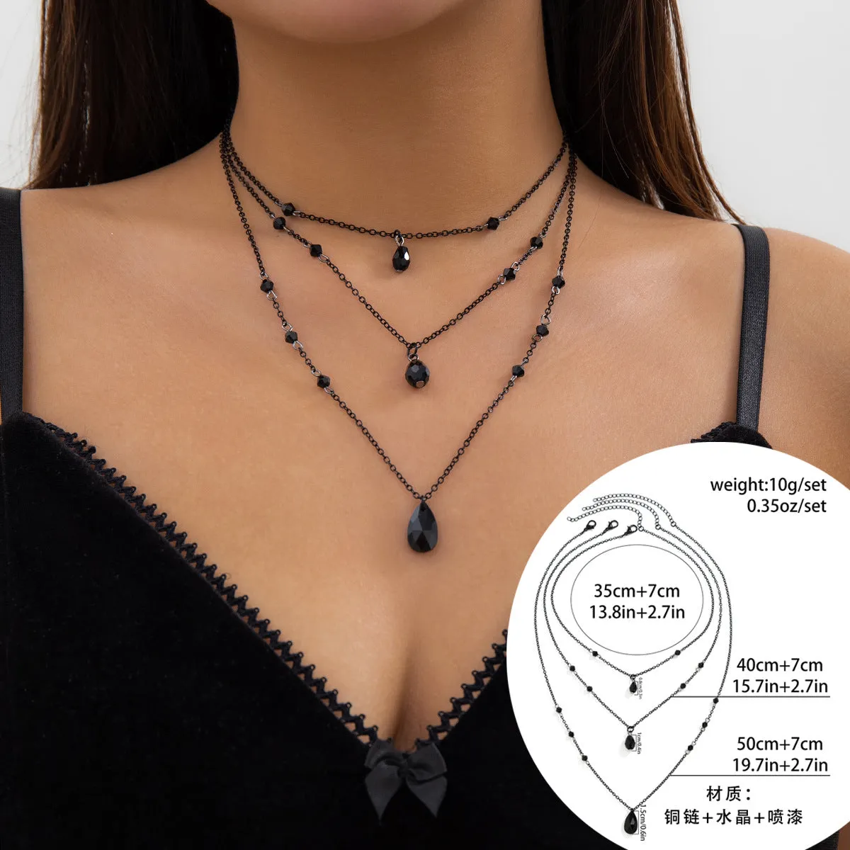 European and American Vintage Gothic Blood Drop Tassel Necklace - Stylish Metal Water Drop Choker