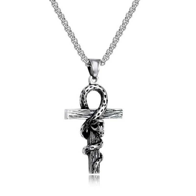 Fashion Vintage Flame Cross Pendant Necklace For Women Men Long Chain Punk Goth Trendy Accessories Choker Gothic Jewelry