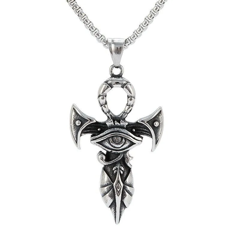 Fashion Vintage Flame Cross Pendant Necklace For Women Men Long Chain Punk Goth Trendy Accessories Choker Gothic Jewelry