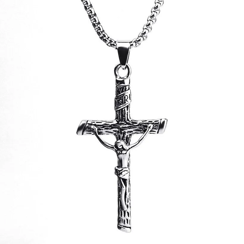 Fashion Vintage Flame Cross Pendant Necklace For Women Men Long Chain Punk Goth Trendy Accessories Choker Gothic Jewelry