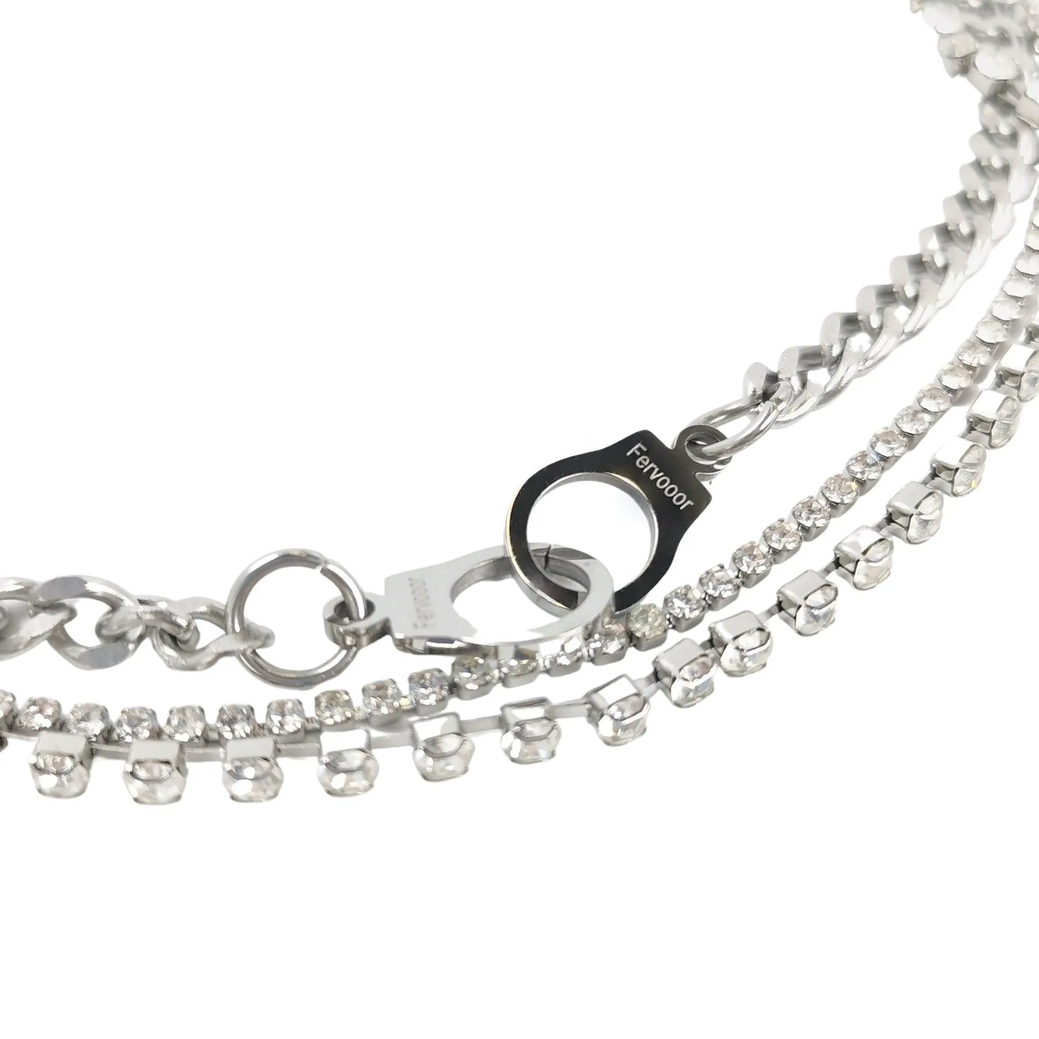 Fervooor Waterproof layered handcuffs shiny choker necklace