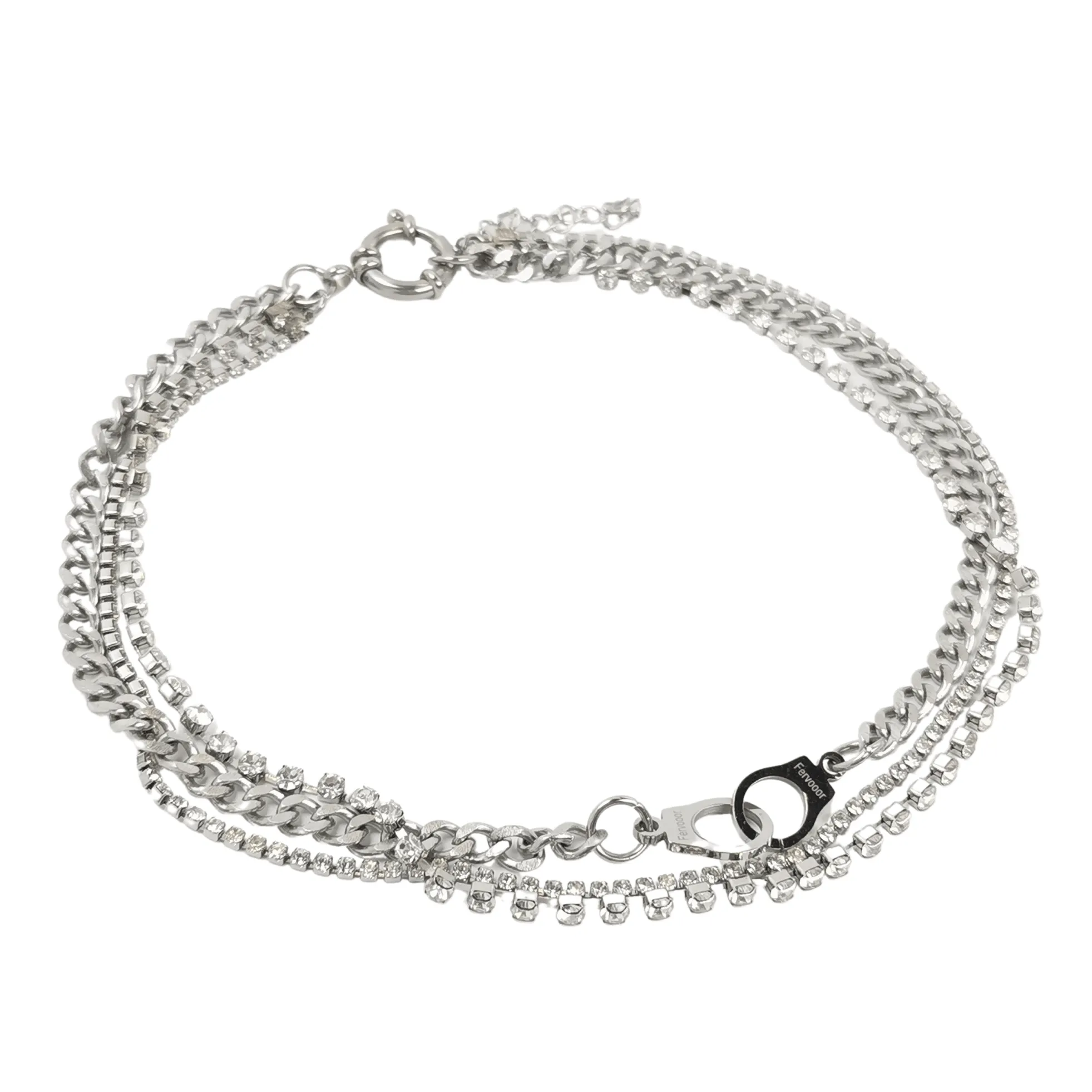 Fervooor Waterproof layered handcuffs shiny choker necklace