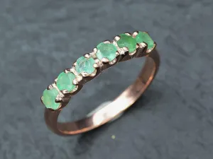 Genuine Emerald Ring - Rose Gold Ring - Green Half Eternity Band