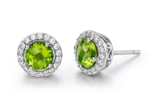 Genuine Peridot and Simulated Diamond Earrings GE006PDP