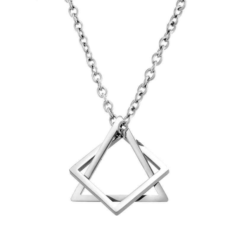 Geometric Duo Steel Pendant Necklace