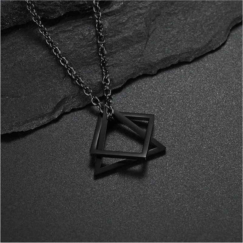 Geometric Duo Steel Pendant Necklace