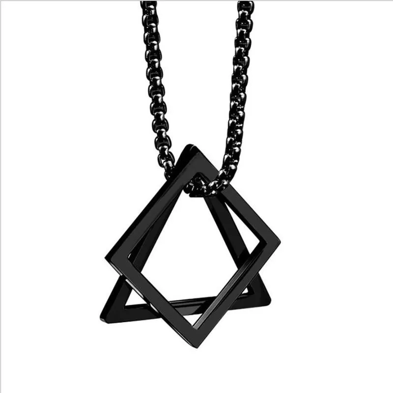 Geometric Duo Steel Pendant Necklace