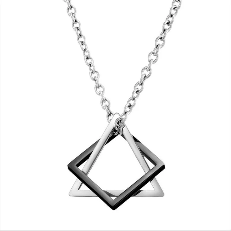 Geometric Duo Steel Pendant Necklace