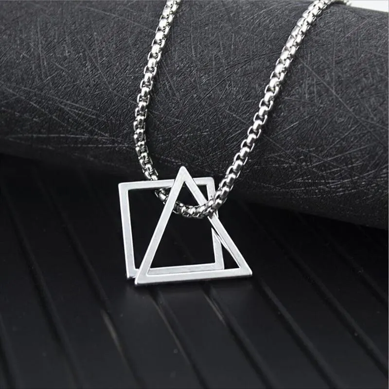 Geometric Duo Steel Pendant Necklace