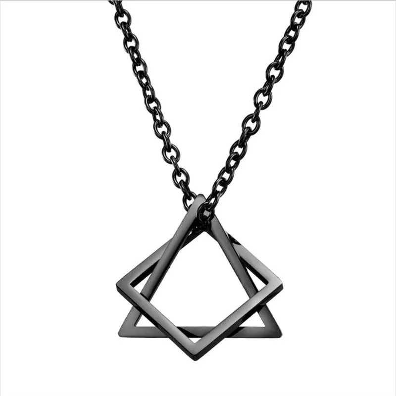 Geometric Duo Steel Pendant Necklace