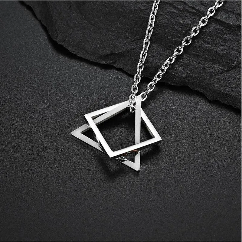 Geometric Duo Steel Pendant Necklace