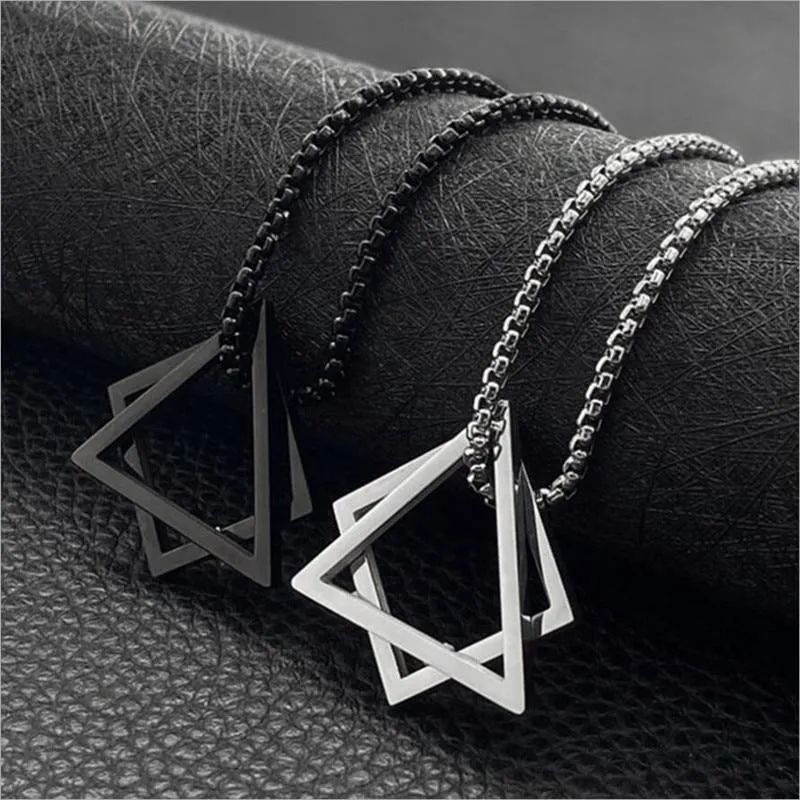 Geometric Duo Steel Pendant Necklace