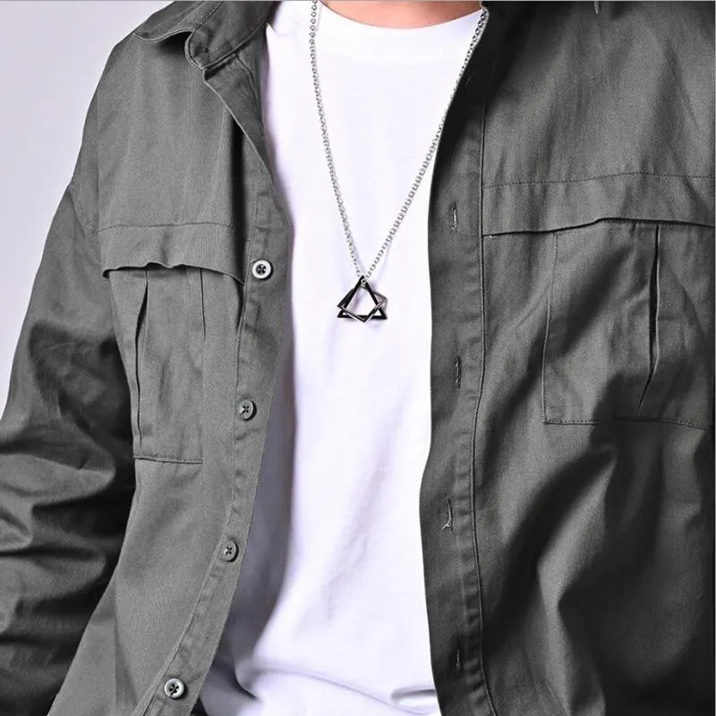 Geometric Duo Steel Pendant Necklace