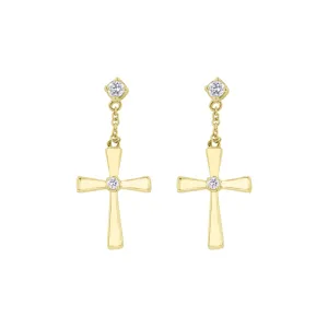 Gold Cluster Cross Diamond Earrings