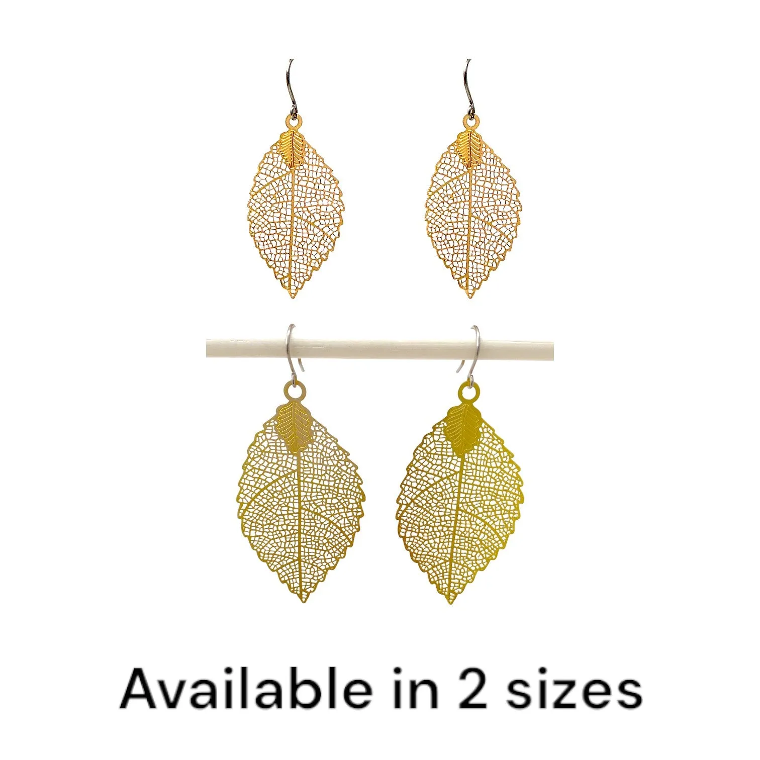 Gold disc leaf earring