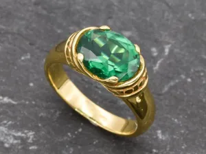 Gold Emerald Ring - Emerald Solitaire Ring - Boho Emerald Band